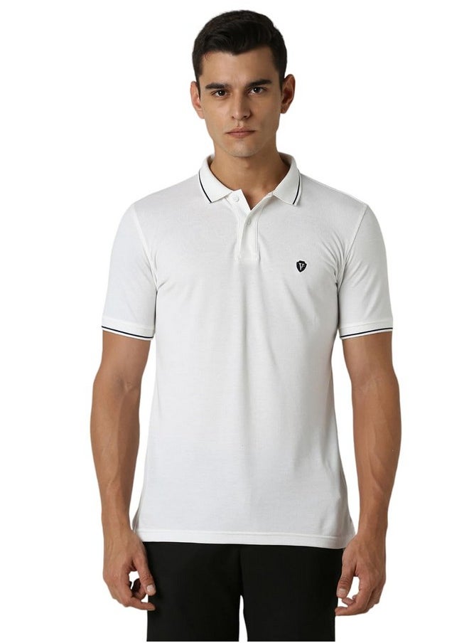Van Heusen Van Heusen Men's Regular Fit Polo T-Shirt (VSKP517S011409_White M)  - Image 1