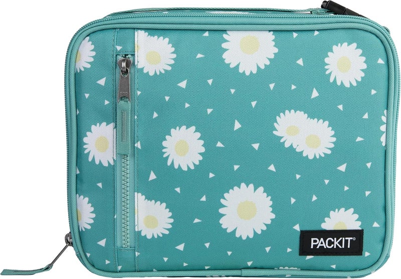 Pac-Kit ® Freezable Classic Lunch Box, Daisy Sage, Built with EcoFreeze® Technology, Collapsible, Reusable, Zip Closure With Zip Front Pocket and Buckle Handle, Designed for Fresh Lunch On the Go - Image 1