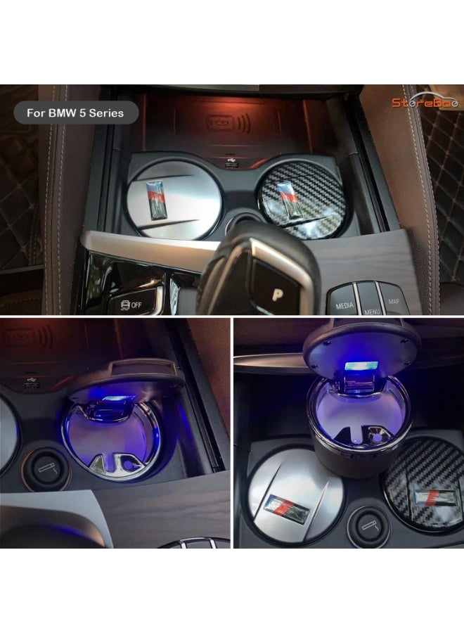 Car Ashtray for BMW 1/3/5/7 Series and X1/X3/X5/X6 with LED Light and Lid (Carbon Fibre) - Image 4