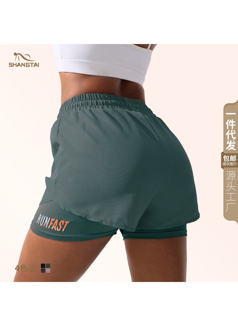 Womens Quick-Dry Jogging Shorts Anti-Exposure Fitness dark green  - Image 3