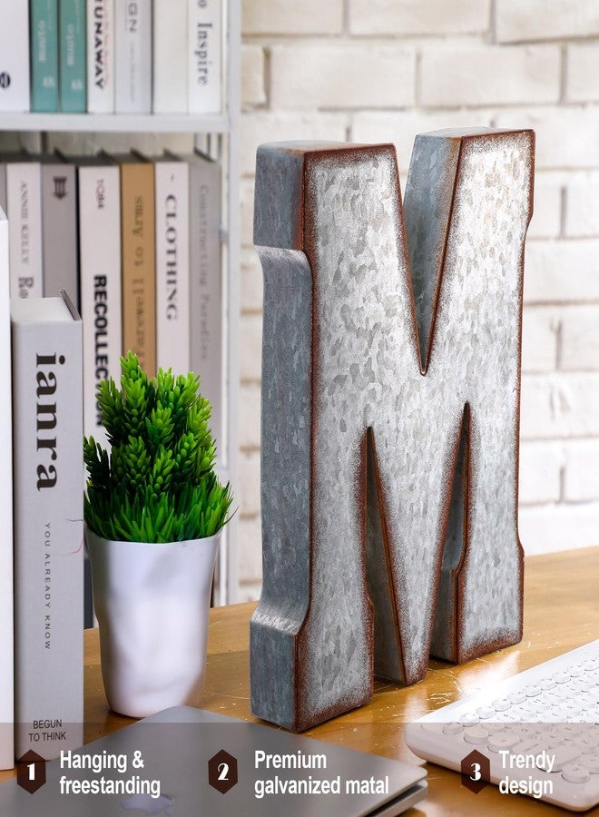 Yaocom 12" Metal M Letter Wall Decor Large Galvanized Letter 3D Signs Shelf Decoration Hanging or Freestanding Vintage Industrial Decor for Home Office Bookshelf Farmhouse Kitchen Apartment - Image 5