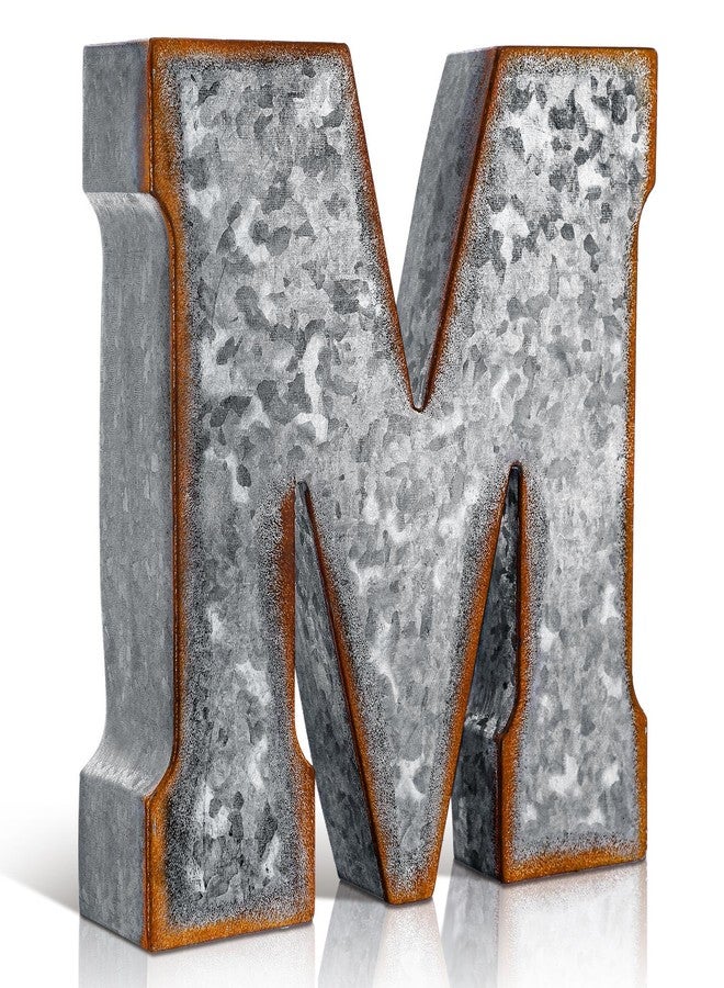 Yaocom 12" Metal M Letter Wall Decor Large Galvanized Letter 3D Signs Shelf Decoration Hanging or Freestanding Vintage Industrial Decor for Home Office Bookshelf Farmhouse Kitchen Apartment - Image 1