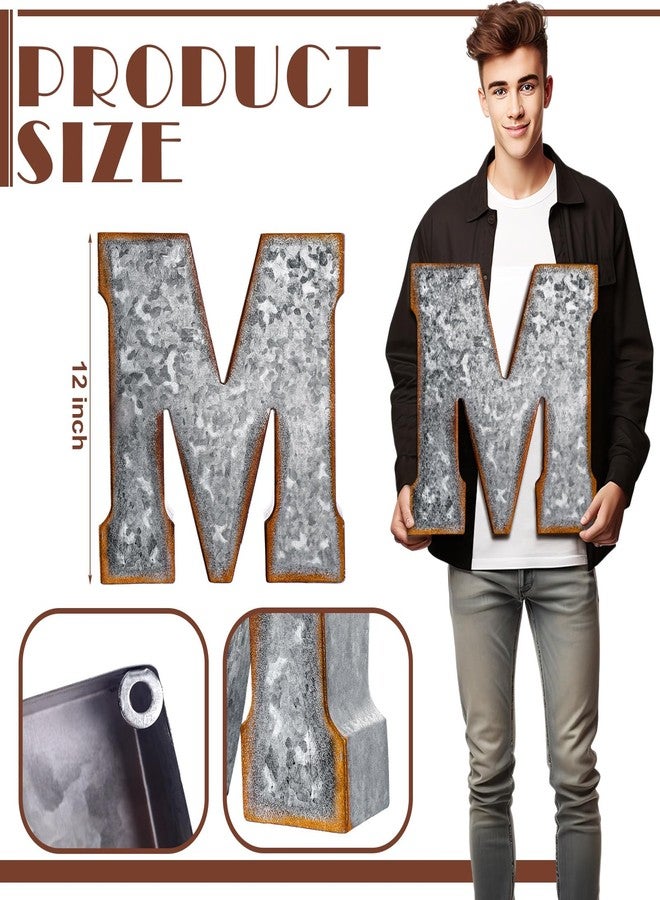 Yaocom 12" Metal M Letter Wall Decor Large Galvanized Letter 3D Signs Shelf Decoration Hanging or Freestanding Vintage Industrial Decor for Home Office Bookshelf Farmhouse Kitchen Apartment - Image 2