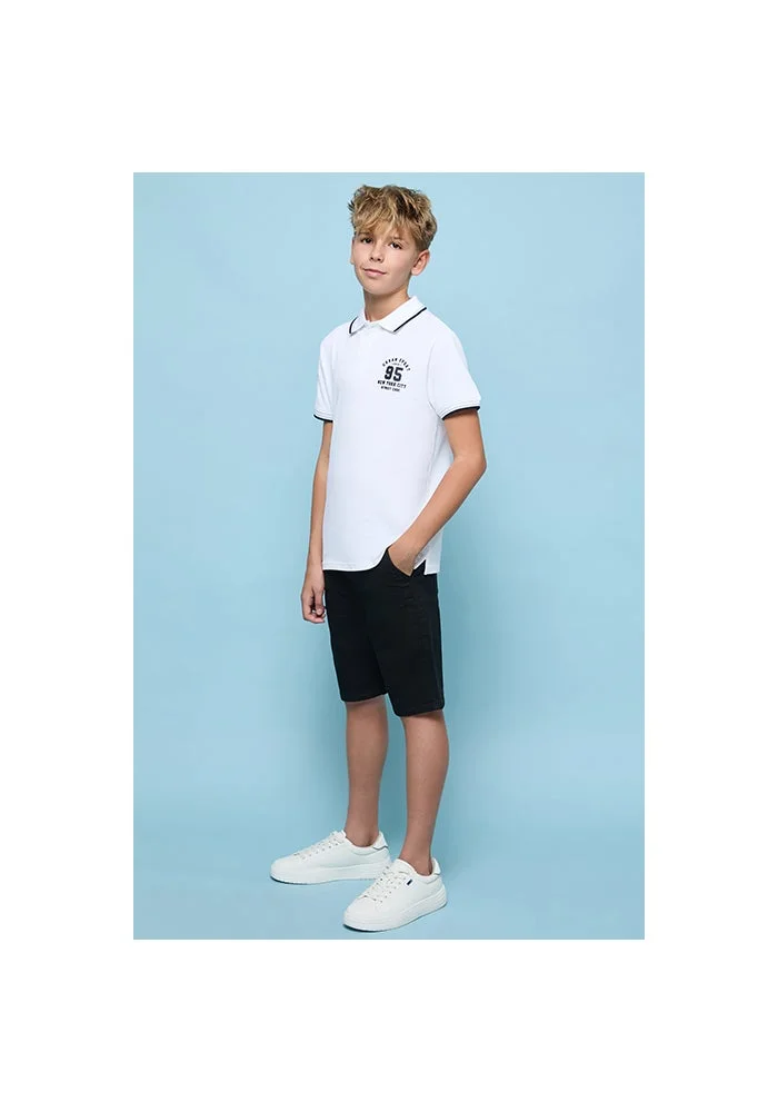 أر أند بي Solid Denim Shorts with Drawstring Waist