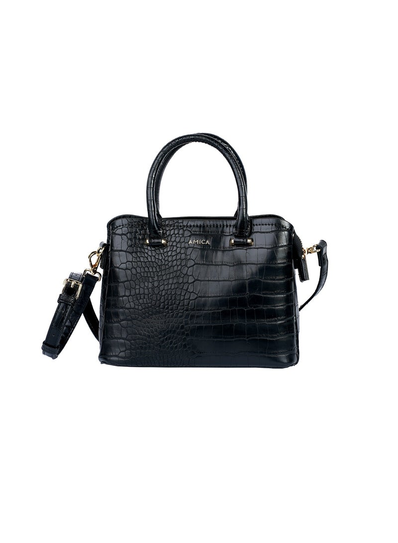 AMICA Daphne Reptile Textured Vegan Leather Ladies Shoulder Crossbody Handbag - Image 1