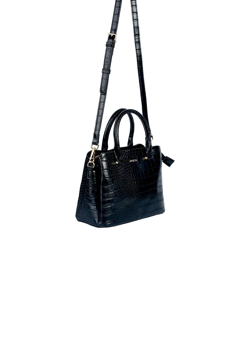 AMICA Daphne Reptile Textured Vegan Leather Ladies Shoulder Crossbody Handbag - Image 3