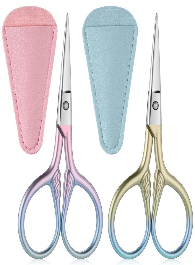 Eldraqth 2pcs Eyebrow Scissors for Women Personal Care Professional Grooming Mini Scissors with Stainless Steel Straight Tip Small scissor Facial Hair Removal and Ear, Nose and Eyebrow - Image 1