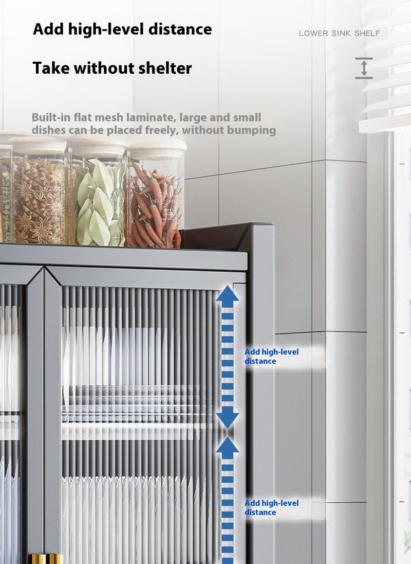 Sharpdo Home Kitchen Dish Storage Cabinet With 4 Storage Hooks, 1/2/3-Layer Three-Dimensional Storage Cabinet - Image 4