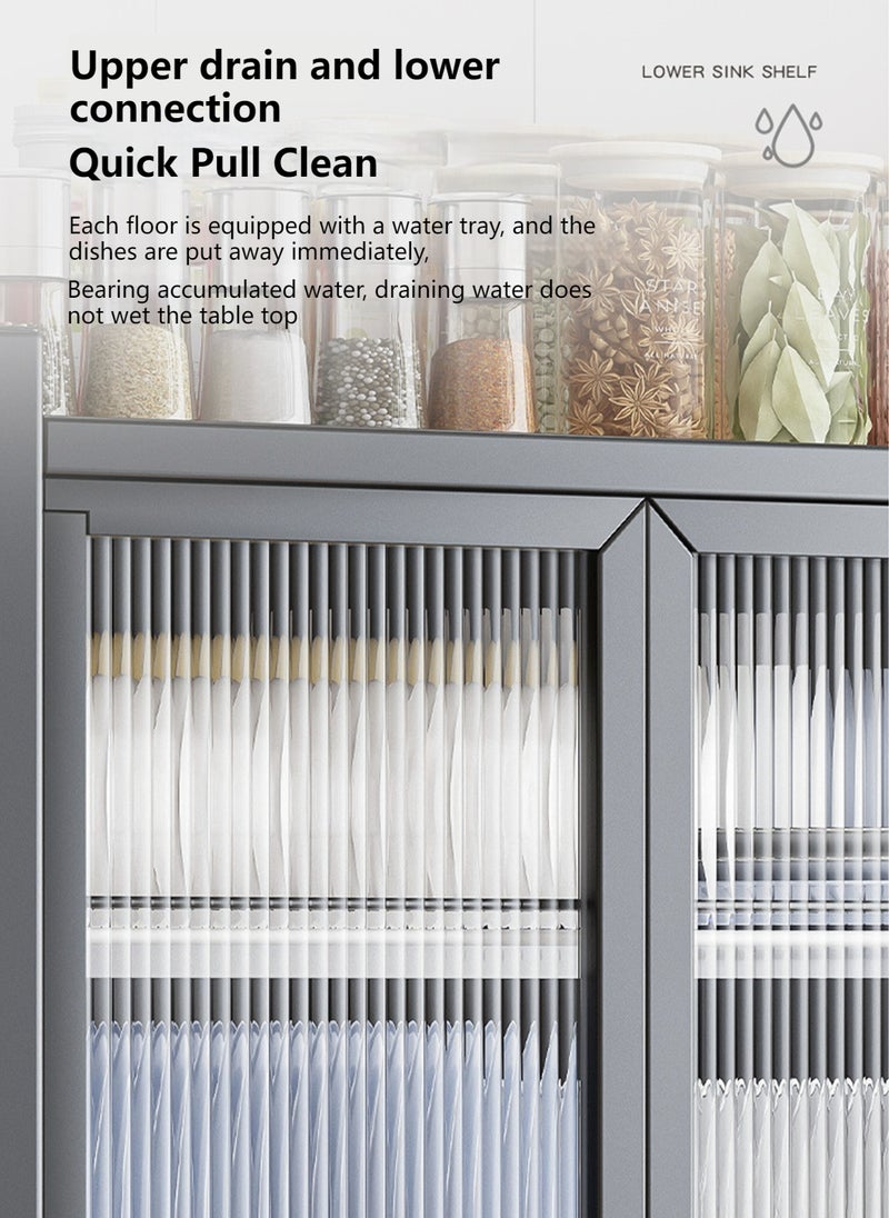 Sharpdo Home Kitchen Dish Storage Cabinet With 4 Storage Hooks, 1/2/3-Layer Three-Dimensional Storage Cabinet - Image 5