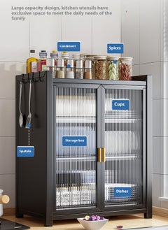 Sharpdo Home Kitchen Dish Storage Cabinet With 4 Storage Hooks, 1/2/3-Layer Three-Dimensional Storage Cabinet  - Image 2