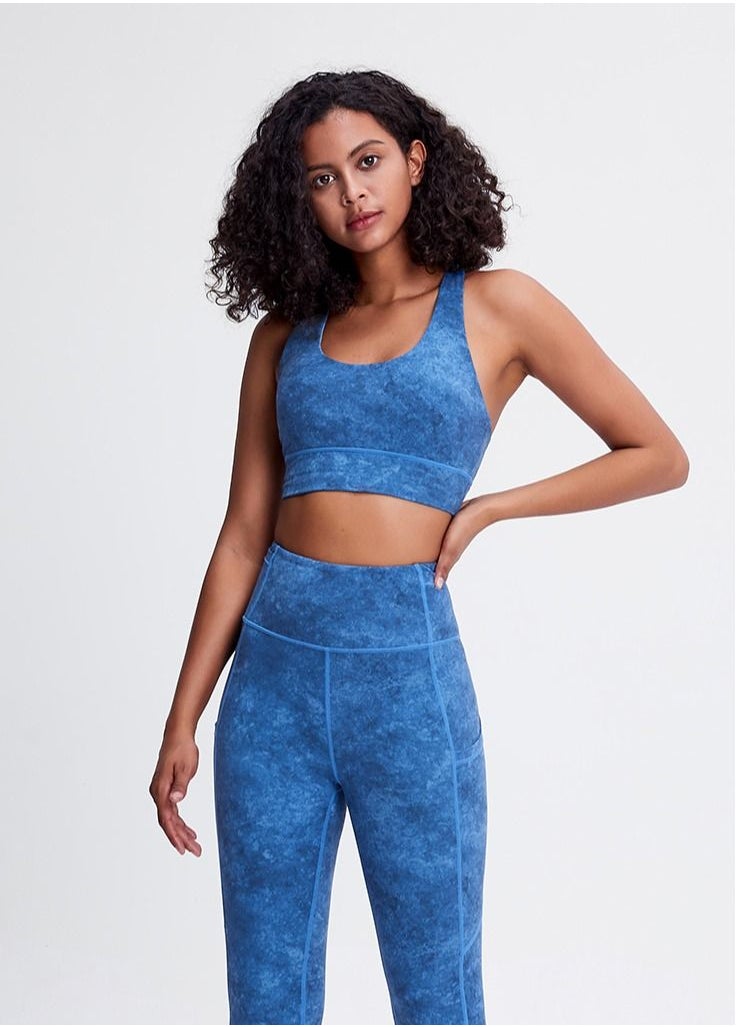 Loquat - Yoga Exercise Fitness Running Bra Blue - Image 1