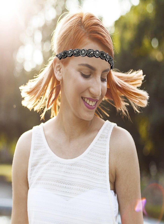 Amariver 2 Pieces Rhinestone Beaded Headbands for Women - Image 3