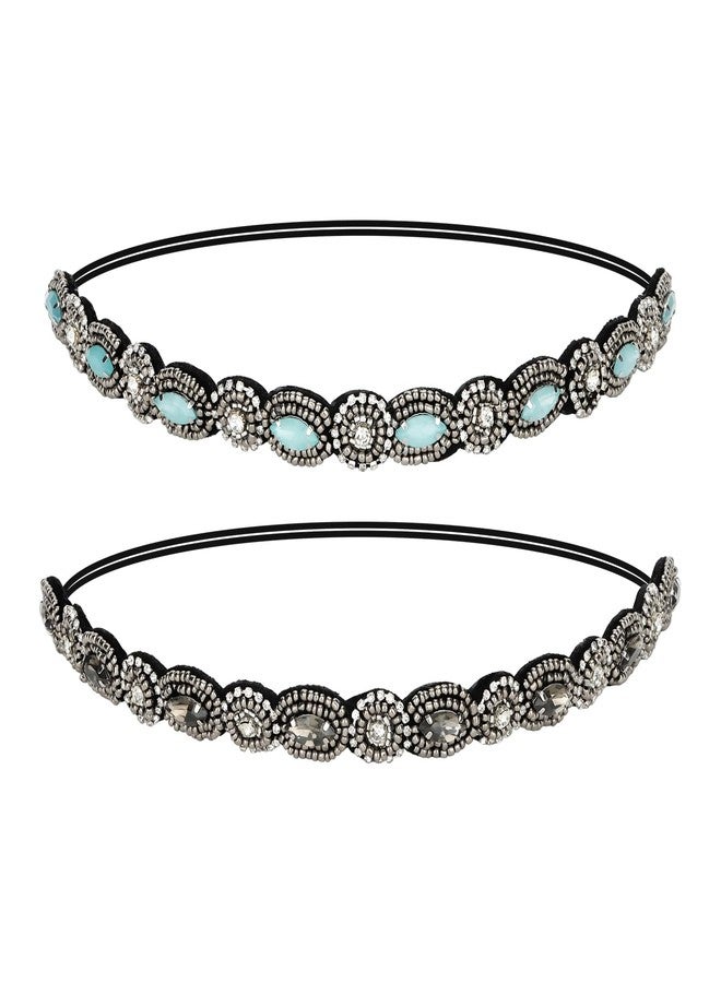 Amariver 2 Pieces Rhinestone Beaded Headbands for Women - Image 1