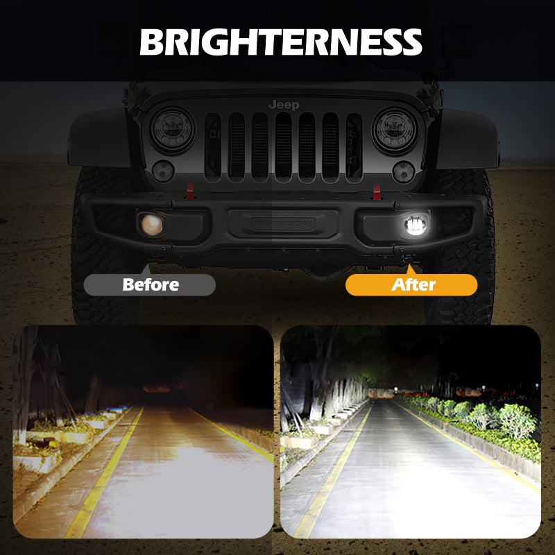 KARSAM 4Inch LED Fog Lights for 2007-2018 Jeep Wrangler JK JKU 2018-2024 JLU Front Bumper White Round Fog Light, 30W LED Off Road Lights for Driving, 4" Fog Lamps, Accessories for Jeep Wrangler 2PCS - Image 3