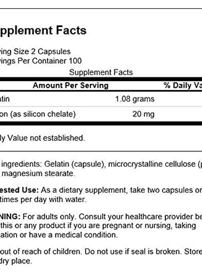 SWANSON Gelatin and Silicon - Collagen Proteins Supporting Healthy Hair and Nails - Helps Deliver Vital Minerals for Strong Nails and Thick Hair - 20mg Silicon and 1.08 Grams Gelatin - (200 Capsules) - Image 3