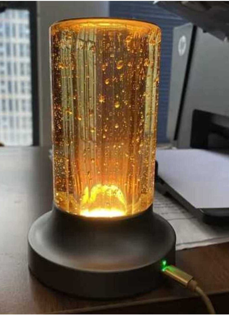 ماركة غير محددة - مصباح طاولة من الكريستال قابل لإعادة الشحن بمنفذ USB لون ذهبي - Image 1