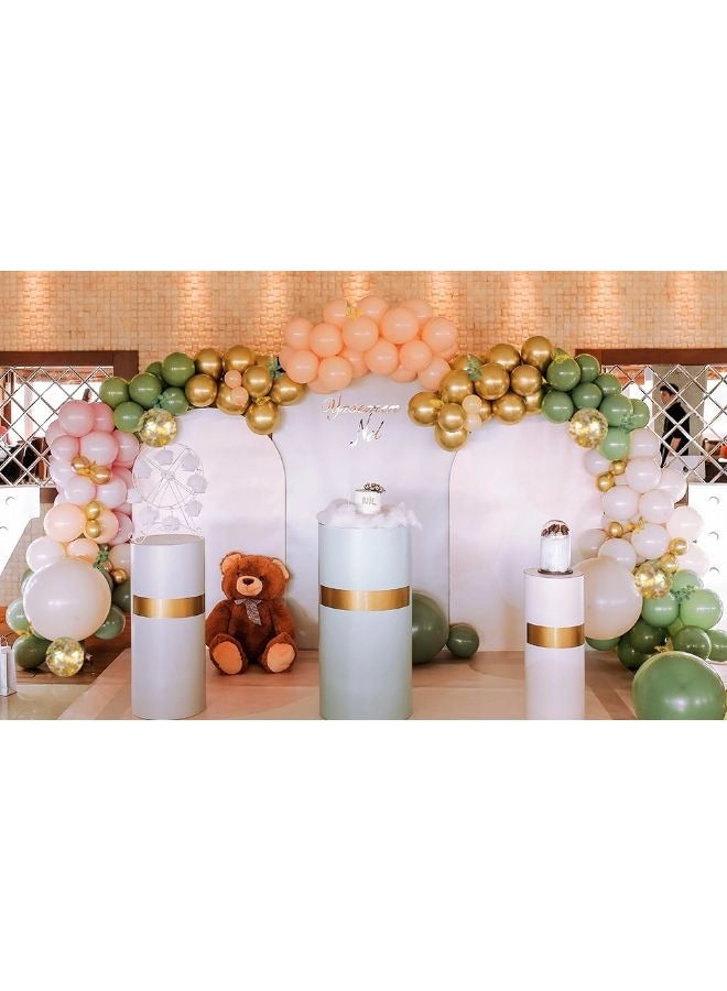 Vixplorn Sage Green Pink Balloon Arch Set 167pcs Light Pink Olive Green Blush White Gold Latex Confetti Balloon Garland Artificial Eucalyptus 3D Butterfly for Eid, Ramadan, National Day, Birthday and other celebrations - Image 3