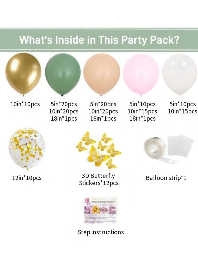 Vixplorn Sage Green Pink Balloon Arch Set 167pcs Light Pink Olive Green Blush White Gold Latex Confetti Balloon Garland Artificial Eucalyptus 3D Butterfly for Eid, Ramadan, National Day, Birthday and other celebrations - Image 5