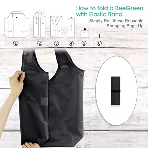 BeeGreen DIY Reusable Grocery Bags Bulk 10 Pack, Reusable Shopping Bags X-Large 50LBS, Machine Washable Kitchen Reusable Bags Heavy Duty, Foldable Tote Bags w Handles for Shopping - Image 4