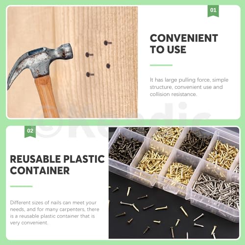Keadic 1600Pcs Tiny Nails for Wood Crafts, Small Tiny Nails, 6mm 8mm 10mm Small Nails Mini Nails Tiny Wooden Nails for Wooden DIY Decorative Pictures Boxes(Gold/Silver/Bronze) - Image 4