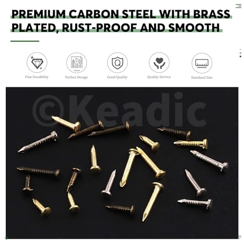 Keadic 1600Pcs Tiny Nails for Wood Crafts, Small Tiny Nails, 6mm 8mm 10mm Small Nails Mini Nails Tiny Wooden Nails for Wooden DIY Decorative Pictures Boxes(Gold/Silver/Bronze) - Image 3