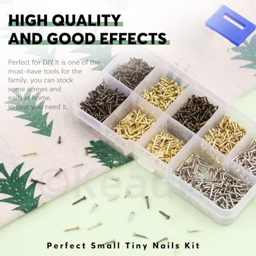 Keadic 1600Pcs Tiny Nails for Wood Crafts, Small Tiny Nails, 6mm 8mm 10mm Small Nails Mini Nails Tiny Wooden Nails for Wooden DIY Decorative Pictures Boxes(Gold/Silver/Bronze) - Image 5