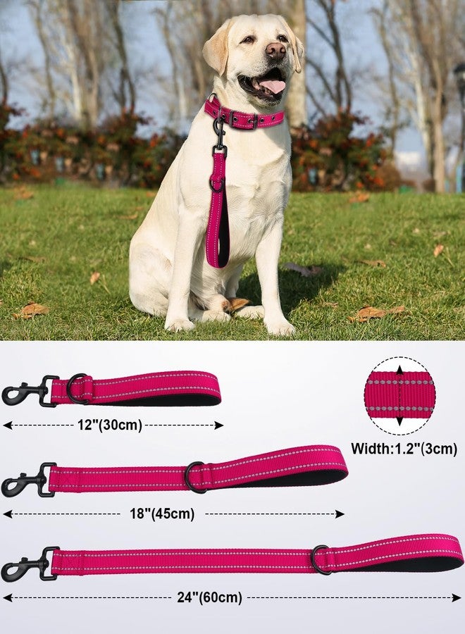 Joytale Strong Short Dog Leash 2FT, 1.2 Inch Wide, Heavy Duty, Padded Handle for Traffic Control, Reflective Leash for Medium and Large Dogs Walking Training, Hot Pink - Image 2