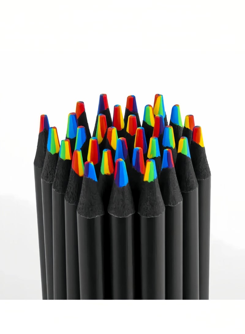 Generic 12-Pack Rainbow Pencils, Gradient Color, Dust-Free, 2mm+ Lead Thickness, Suitable for Ages 14+, Wooden Material, Art Supplies for Drawing and Writing  - Image 1