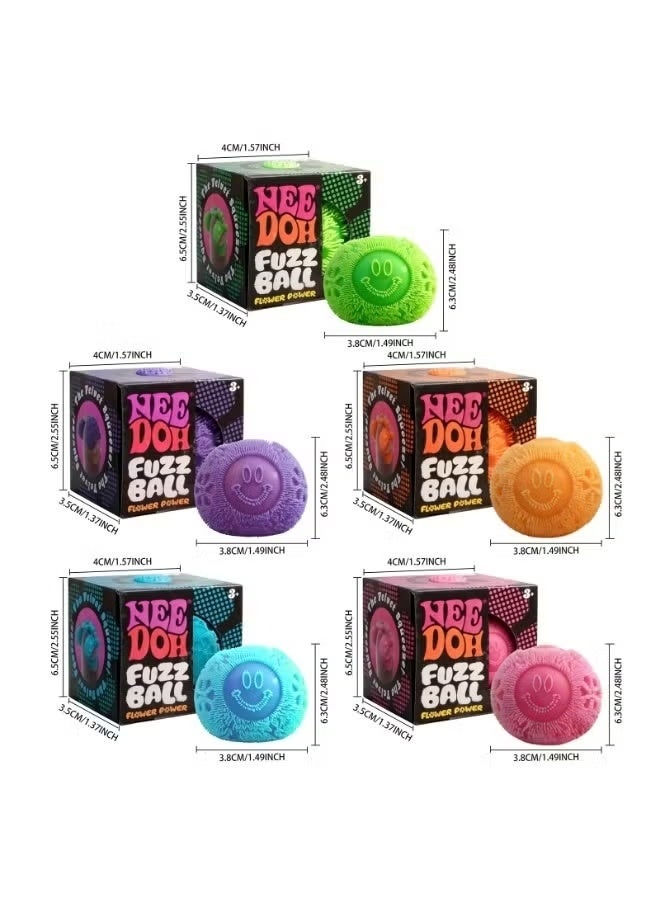 2-PACKS Fuzz Ball Squishy Smiley Toy | Velvet-Touch Sensory Fidget Ball for Stress Relief，Smiley Face Squeezing Toy, A Sensory Stress-relieving Toy for Children and Sdults - Image 5