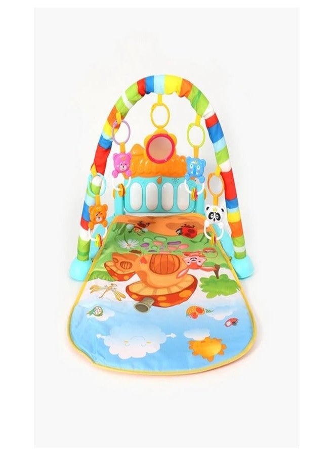 Urabe Chic Baby Play Mat Gym & Fitness Rack With Hanging Rattles Lights & Musical Keyboard Mat Piano Multi-Function Gift For Baby Boy & Girls Multicolor,1 Count - Image 3