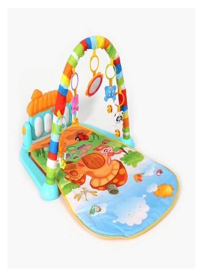 Urabe Chic Baby Play Mat Gym & Fitness Rack With Hanging Rattles Lights & Musical Keyboard Mat Piano Multi-Function Gift For Baby Boy & Girls Multicolor,1 Count - Image 1