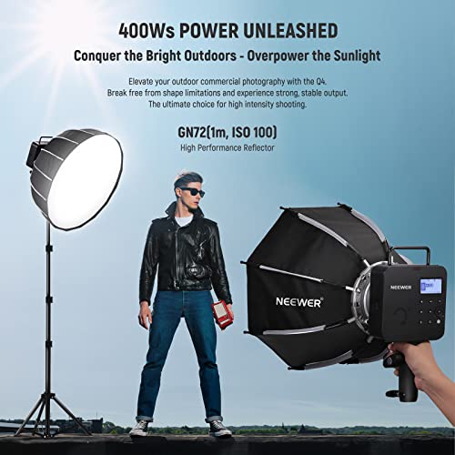 NEEWER Q4 400Ws 2.4G TTL Studio Flash (New Appearance), 1/8000s HSS/2800mAh Battery/30W Modeling Lamp/400 Full Power Flash Strobe Light Photography Monoluz with Bowens Mount - Image 2
