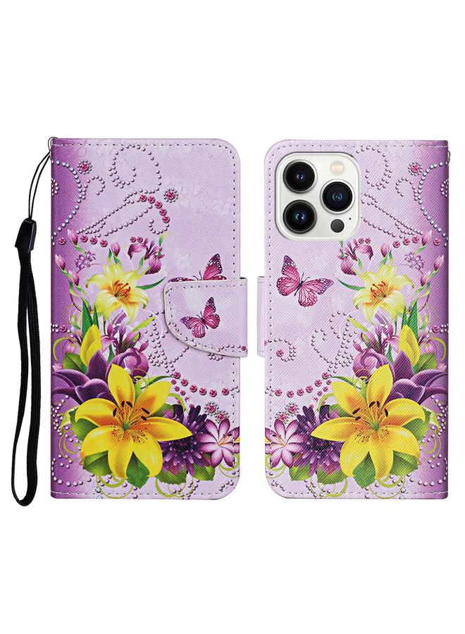 The Bros Case For iPhone 14 Pro Max 3D Colored Drawing Flip Leather Phone Case