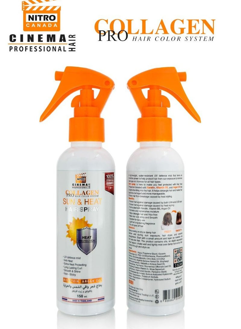 نيترو كندا بخاخ شعر واقي من الشمس والحرارة بالكيراتين وزيت الأرغان 150 مل