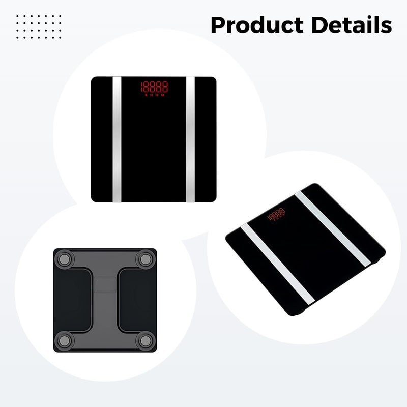 Professional Digital Smart Scale for Body Fat Analysis, 396 Lbs Capacity, 24 Data Points, Led Screen, Tempered Glass - Image 2