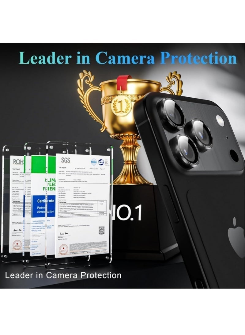 DUSALA iPhone 18 Pro Max Camera Lens Protector, [1 Step Installation] Camera Screen Protector, Scratch-Resistant Ultra-thin Tempered Glass with Metal Edging, Case Friendly (Black) - Image 3
