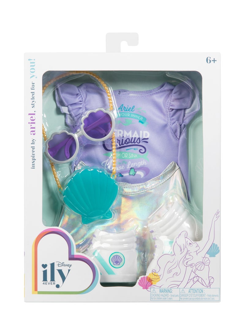 Disney Princess باقة أزياء مستوحاة من آرييل من ديزني ILY 4Ever | أميرة ديزني | لعب تمثيلي | فستان دمى بطول 18 بوصة | تنكر | هدية للأطفال والمراهقين | الدمى غير مشمولة - Image 2
