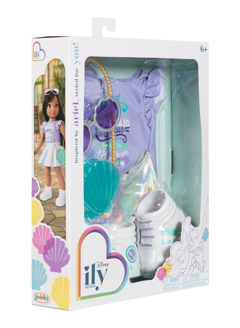 Disney Princess باقة أزياء مستوحاة من آرييل من ديزني ILY 4Ever | أميرة ديزني | لعب تمثيلي | فستان دمى بطول 18 بوصة | تنكر | هدية للأطفال والمراهقين | الدمى غير مشمولة - Image 4