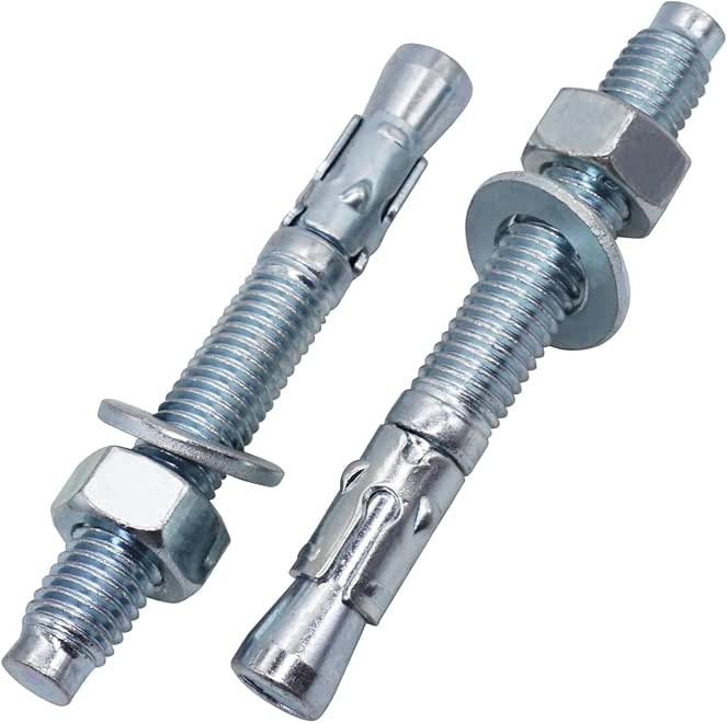 4 Pack Metal Concrete and Masonry Retainer Bolts, Zinc Plated, M12, 100mm, with Nut and Ring