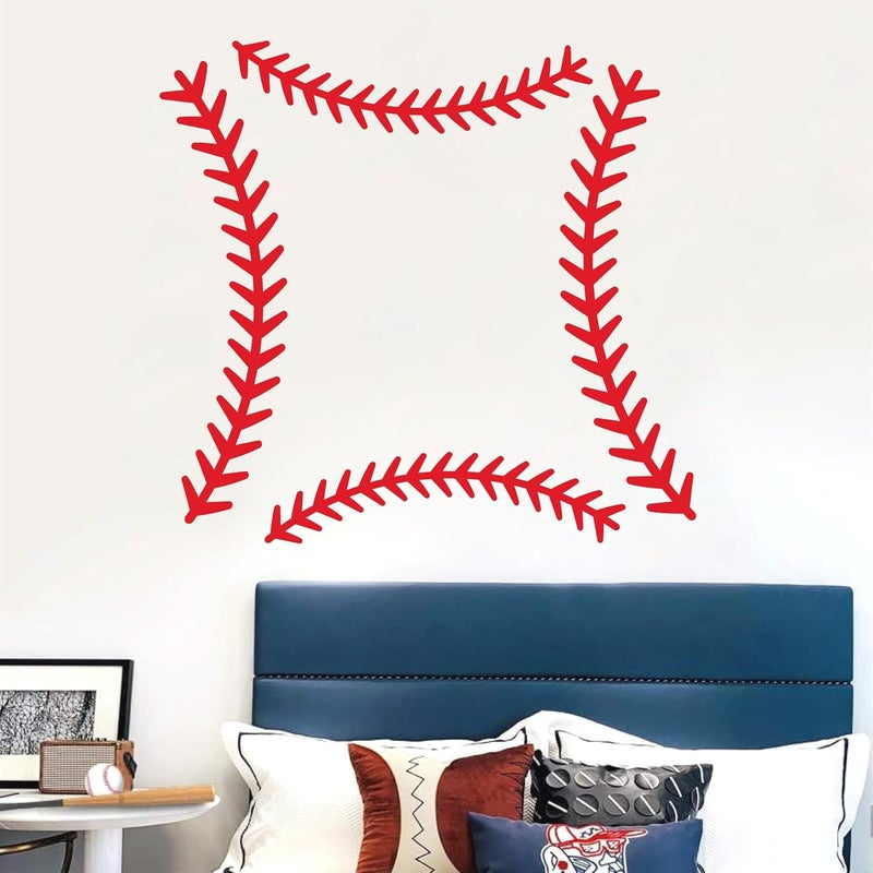 THEYGE Vinyl Baseball Wall Decals Big Baseball Stitches Stickers Peel and Stick Ceiling Decals Baseball Lace Wall Stickers Large Sport Ball Wall Stickers for Teens Boy Girl Bedroom Playroom Decor - Image 5