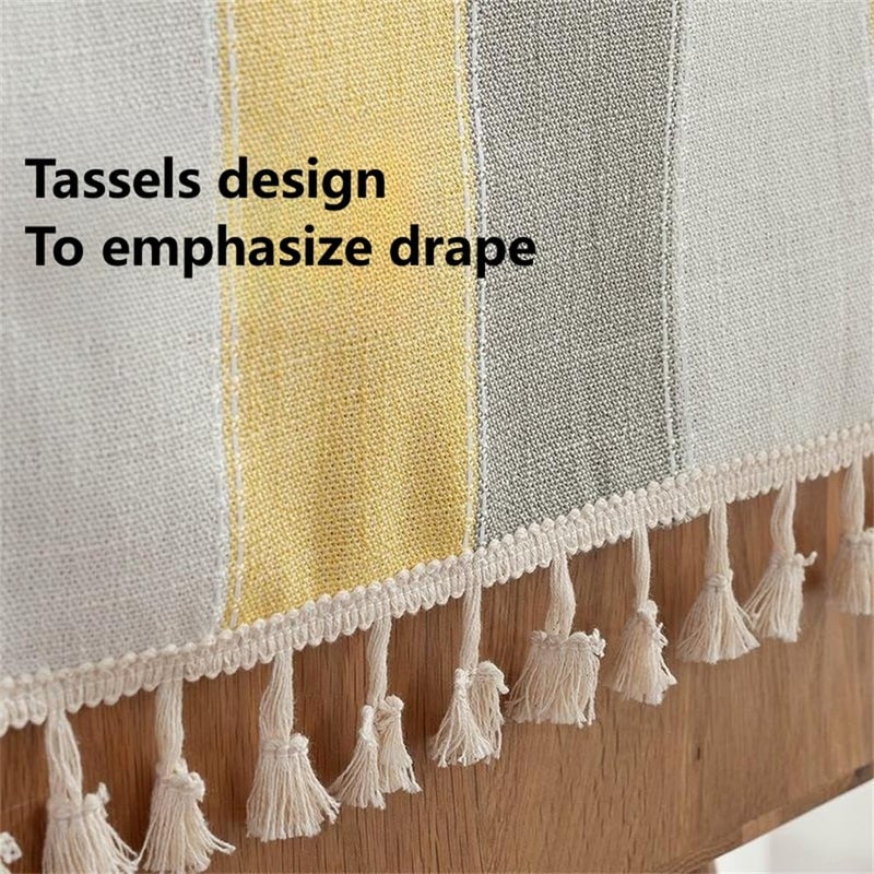 Utobanh Simple Bedside Table Tassel Cover Cloth, Suitable for Bedside Table TV Microwave Washing Machine Refrigerator Dust Cover (Yellow, 15.7 * 35.4 inches) - Image 3