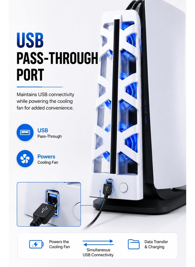 دوبي مروحة تبريد خلفية DOBE P5 لجهاز PlayStation 5 (إصدار الأقراص) | 3 مراوح تبريد صامتة | تعمل عبر منفذ USB | تصميم سهل التركيب (بآلية التثبيت بالكبس) | حماية من ارتفاع درجة الحرارة | متوافقة مع إصدار الأقراص من PlayStation 5 - Image 4