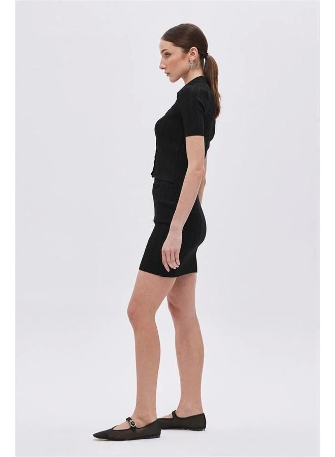 Sherin Black Mini Knit Skirt.