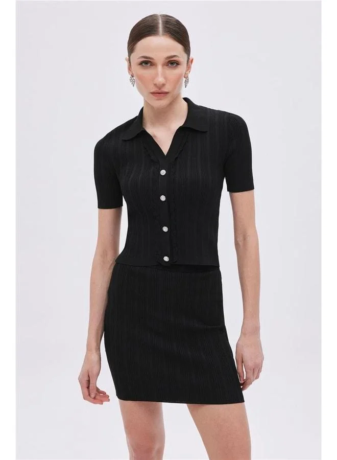 Sherin Black Mini Knit Skirt.