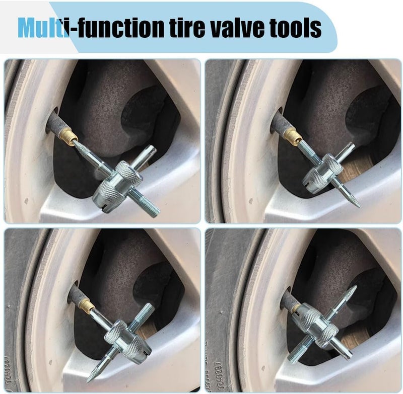 LHDOS 4PCS 4-Way Tire Valve Core Removal Tool, 4-in-1 Universal Valve Wrench Multifunctional Tire Valve Tools, Valve Core Tool Auto Tire Stem Core Remover Installer for Car Bicycle Bike Tire Repair (4PCS) - Image 3