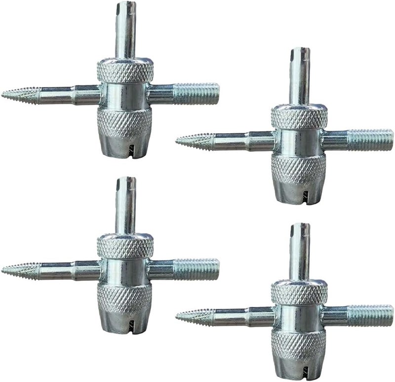 LHDOS 4PCS 4-Way Tire Valve Core Removal Tool, 4-in-1 Universal Valve Wrench Multifunctional Tire Valve Tools, Valve Core Tool Auto Tire Stem Core Remover Installer for Car Bicycle Bike Tire Repair (4PCS) - Image 1