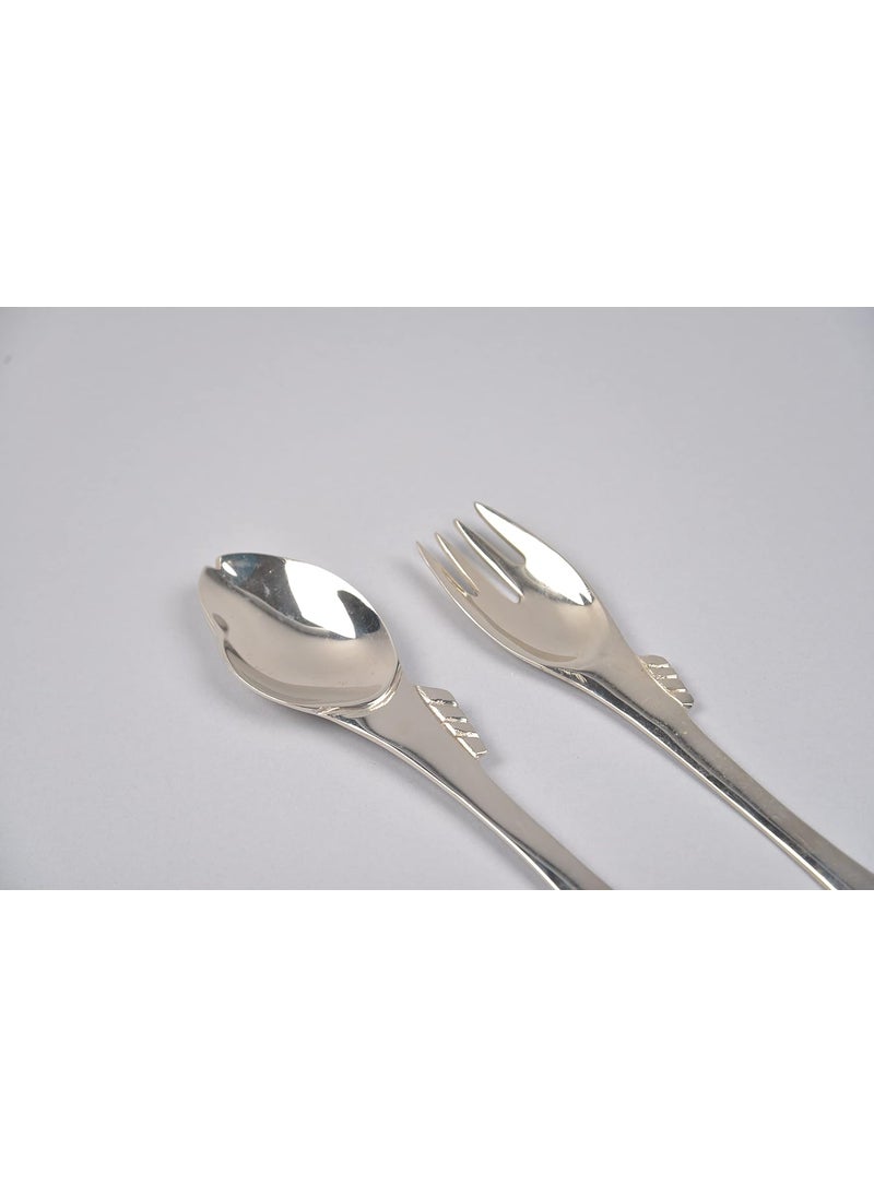 Daisy craft Daisy craft Brass Serving Spoon Set Fork Set 2 Pieces for Tea Coffee Sugar Condiments SpicesMeals Set of 2 Contains Spoons Set of 2 and Fork Set of 2 Mirror Polished  - Image 2