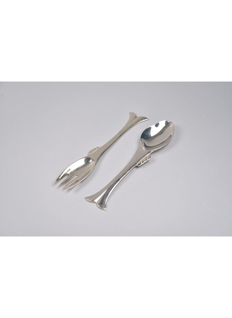 Daisy craft Daisy craft Brass Serving Spoon Set Fork Set 2 Pieces for Tea Coffee Sugar Condiments SpicesMeals Set of 2 Contains Spoons Set of 2 and Fork Set of 2 Mirror Polished  - Image 3