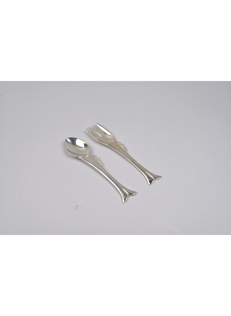 Daisy craft Daisy craft Brass Serving Spoon Set Fork Set 2 Pieces for Tea Coffee Sugar Condiments SpicesMeals Set of 2 Contains Spoons Set of 2 and Fork Set of 2 Mirror Polished  - Image 4