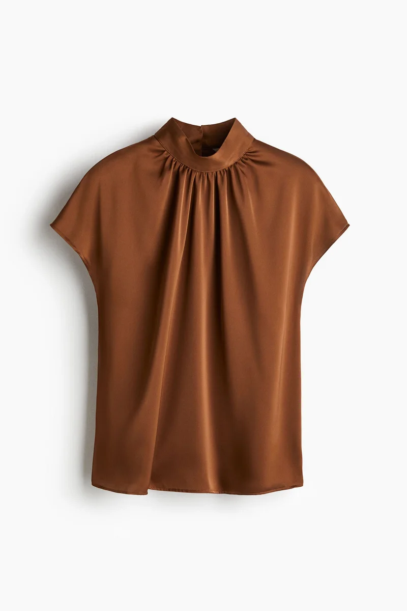 H&M Stand-collar satin blouse